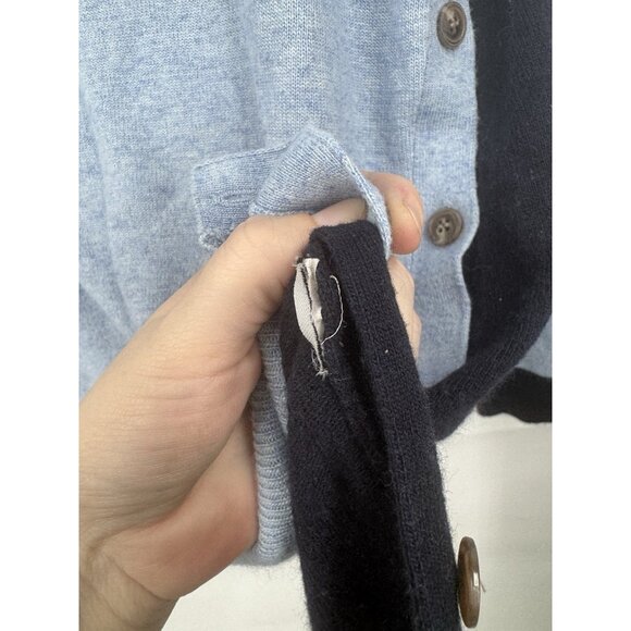 J. Crew Angora Wool Blend Button Side Elbow Patch Sweater Top Women Medium Blue - Picture 4 of 7